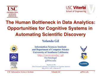 The Human Bottleneck in Data Analytics:   Opportunities for Cognitive Systems in  Automating