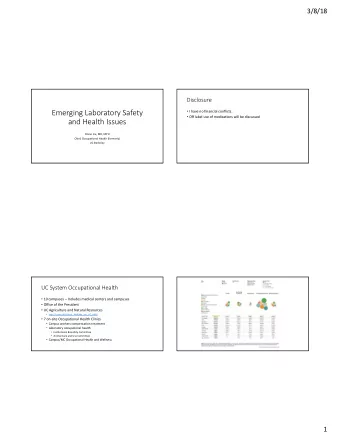 Emerging Laboratory Safety  I have no financial conflicts.  Off label use of medications will