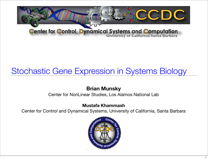 stochastic gene expression in systems biology