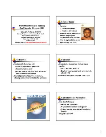 1  How Have the Risks of Vaccination  Complications of Vaccination  Changed Since 1970?  1970