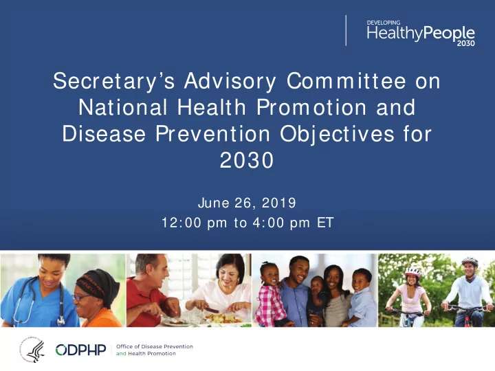 secretary s advisory committee on national health