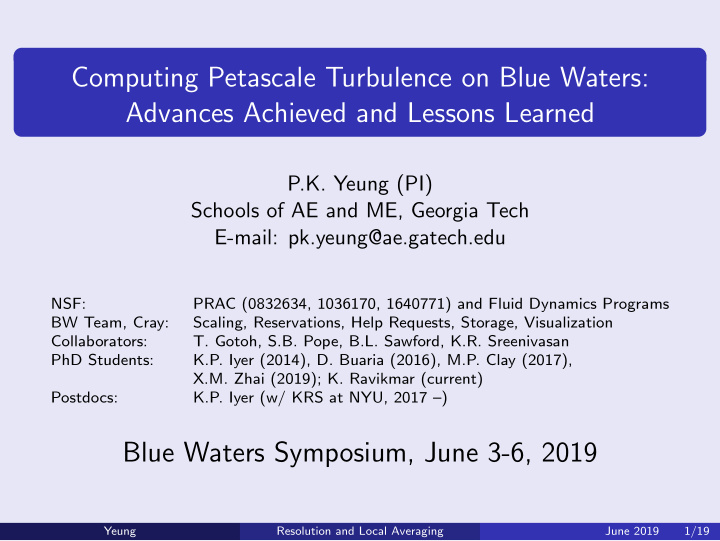 computing petascale turbulence on blue waters advances