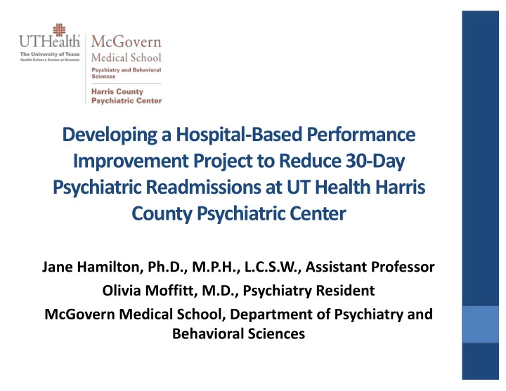 developing a hospital based performance improvement