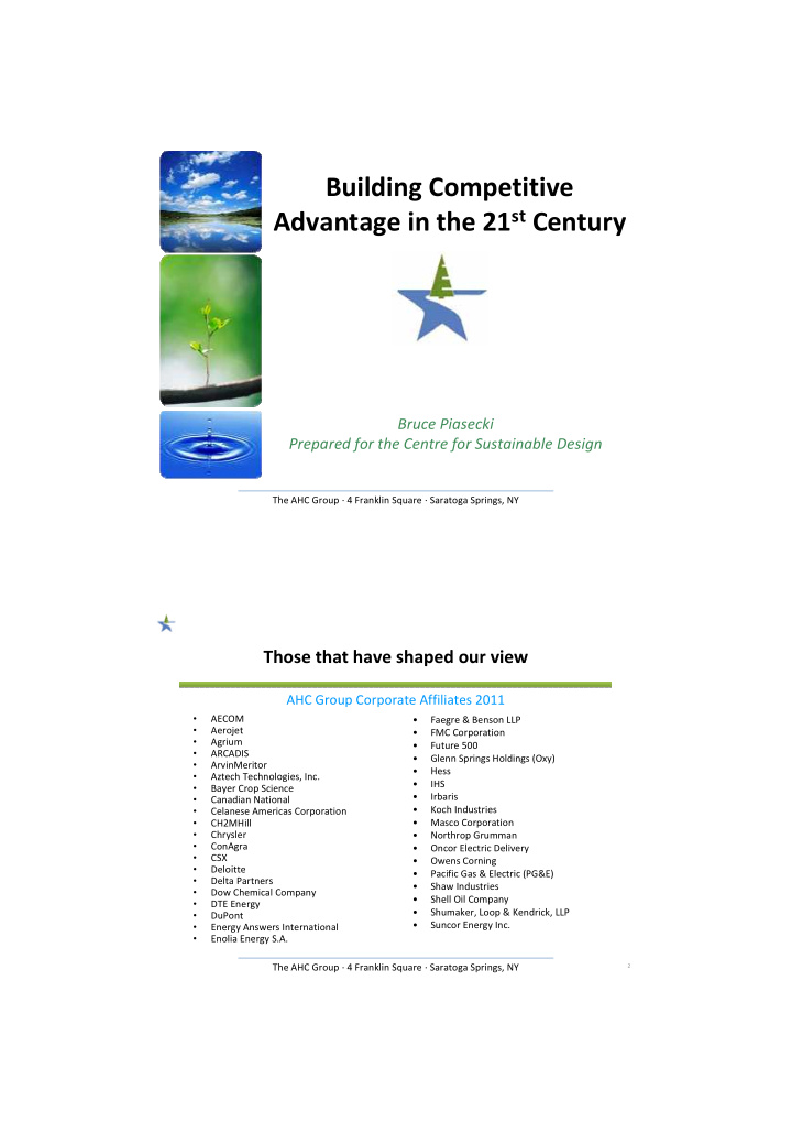 building competitive advantage in the 21 st century