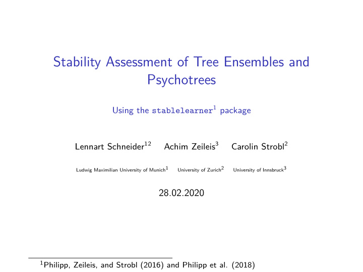 stability assessment of tree ensembles and psychotrees