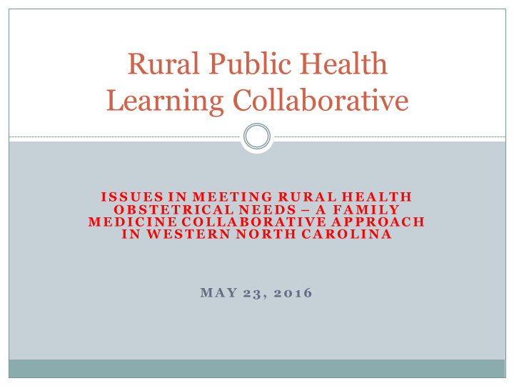 rural public health learning collaborative