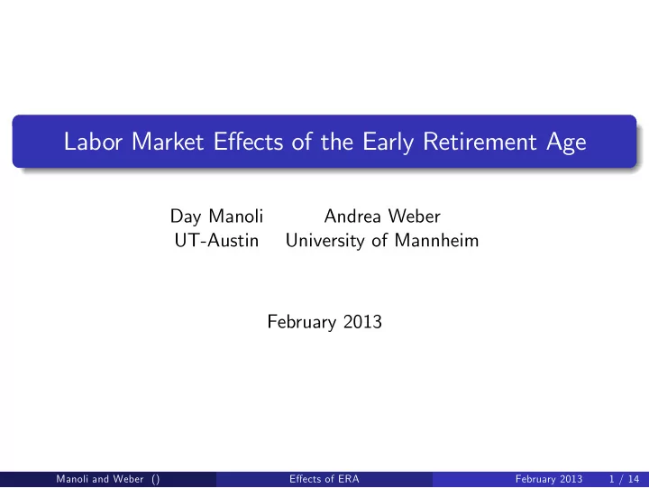 labor market e ects of the early retirement age