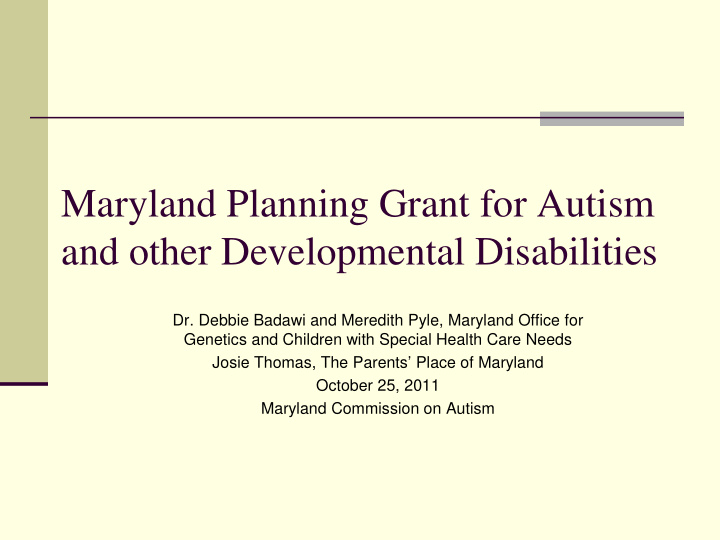 maryland planning grant for autism and other