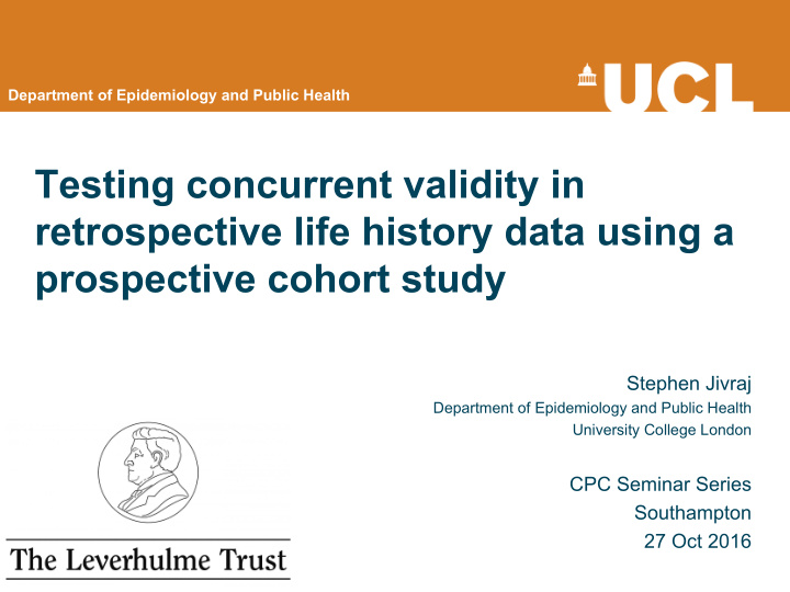 testing concurrent validity in retrospective life history