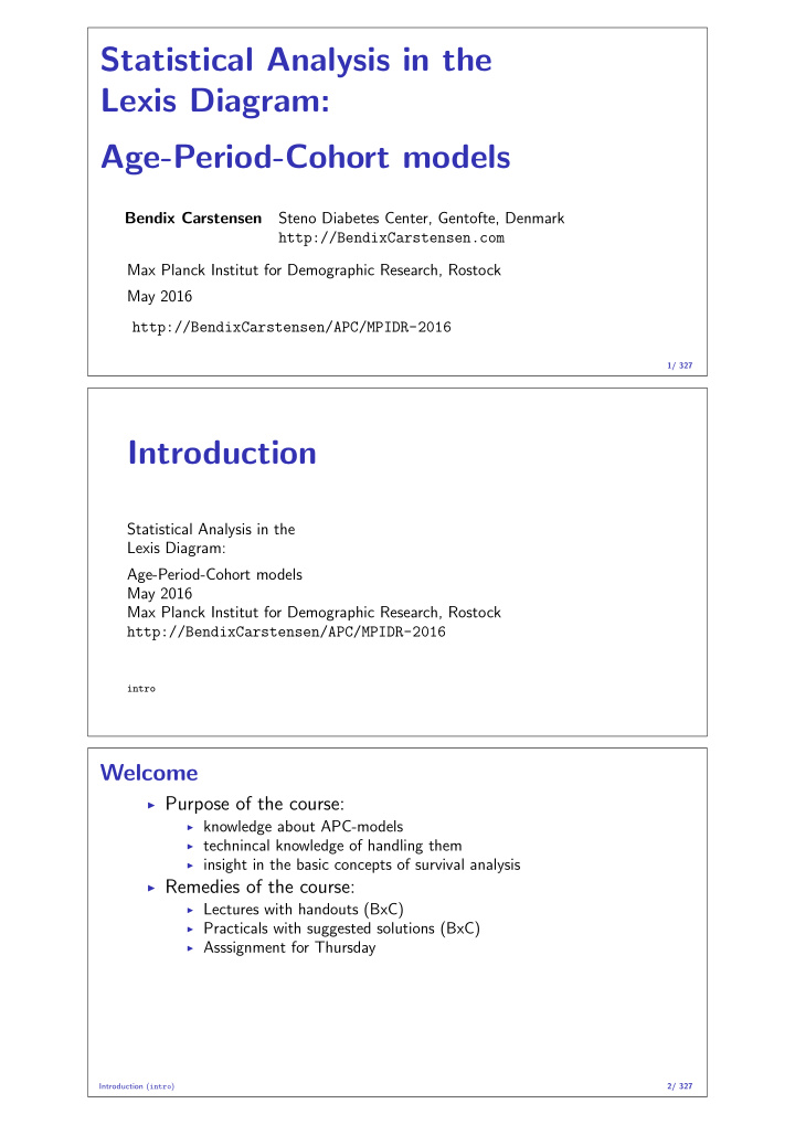 statistical analysis in the lexis diagram age period