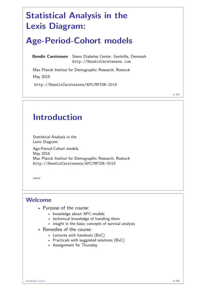statistical analysis in the lexis diagram age period