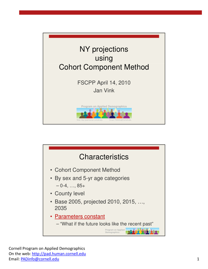 ny projections using cohort component method