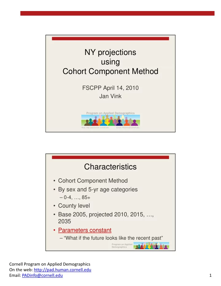 ny projections using cohort component method