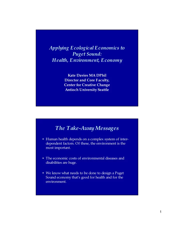 the take away messages