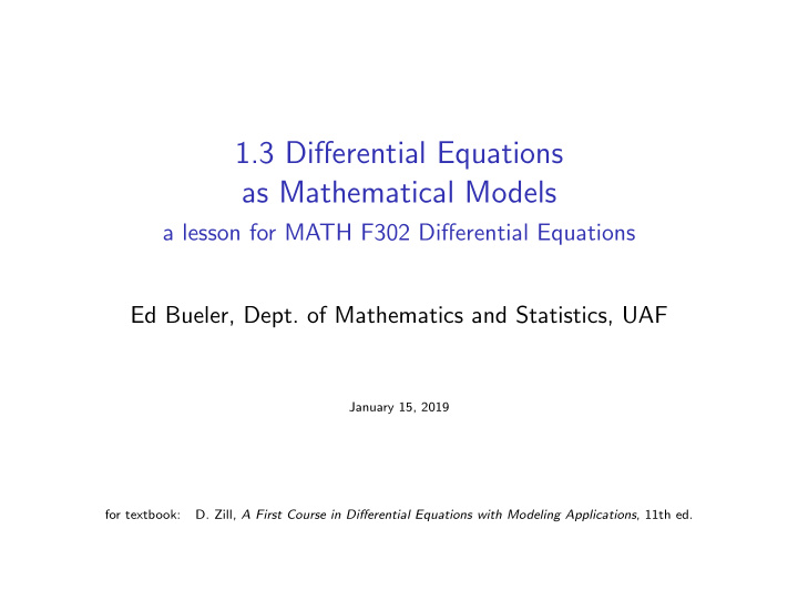 1 3 differential equations as mathematical models