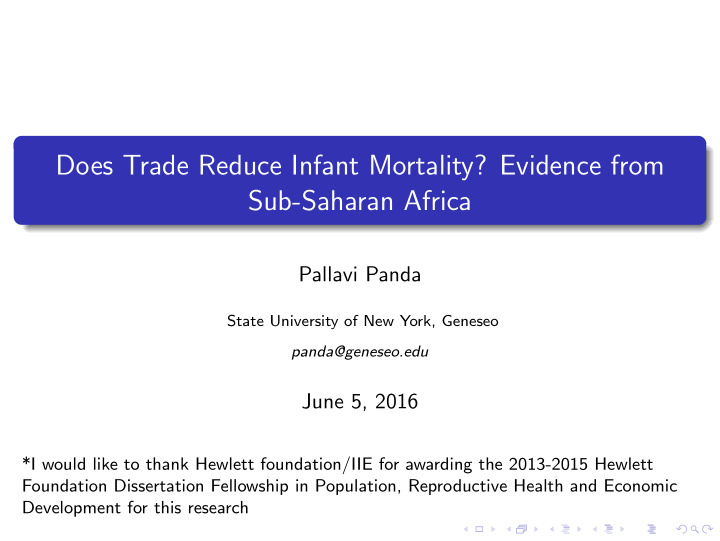 does trade reduce infant mortality evidence from sub