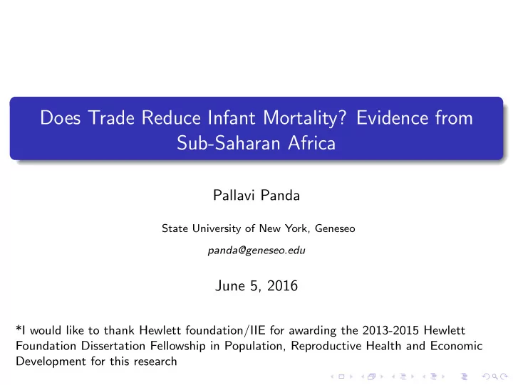 does trade reduce infant mortality evidence from sub