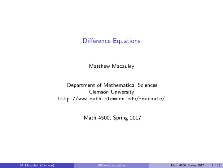 difference equations