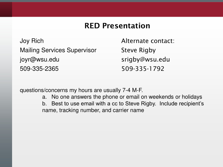 red presentation