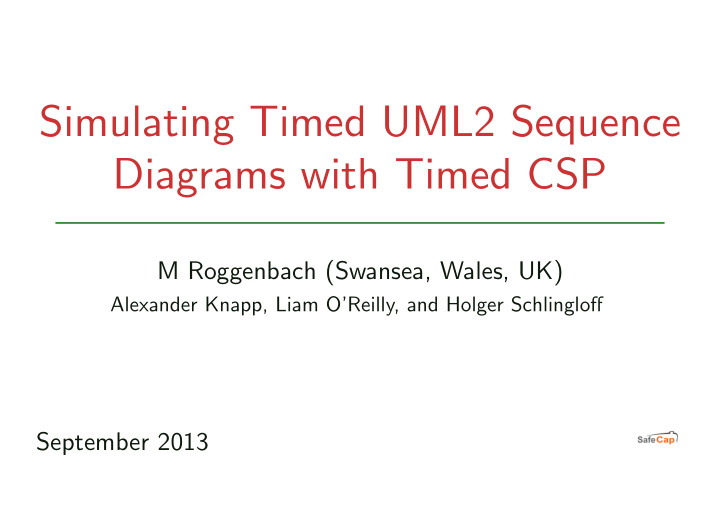 simulating timed uml2 sequence diagrams with timed csp