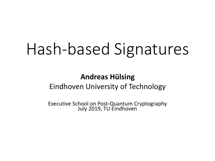 hash based signatures