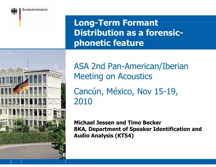 long term formant long term formant distribution as a