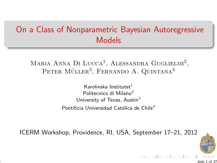 on a class of nonparametric bayesian autoregressive models