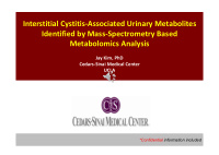 interstitial cystitis associated urinary metabolites