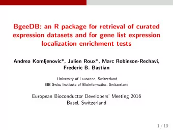 BgeeDB: an R package for retrieval of curated  expression datasets and for gene list expression