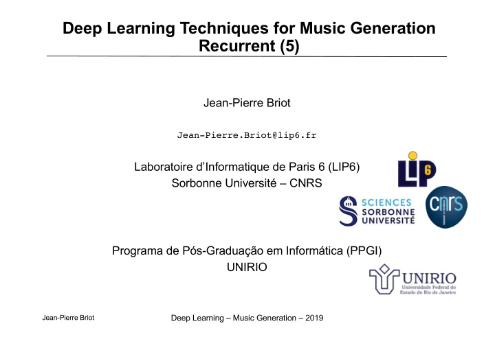 deep learning techniques for music generation recurrent 5