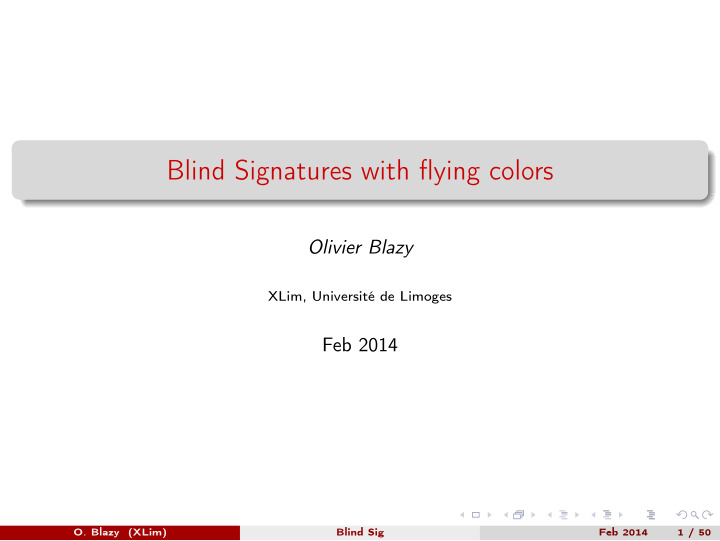 blind signatures with flying colors