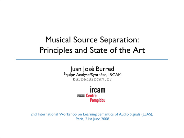 musical source separation principles and state of the art