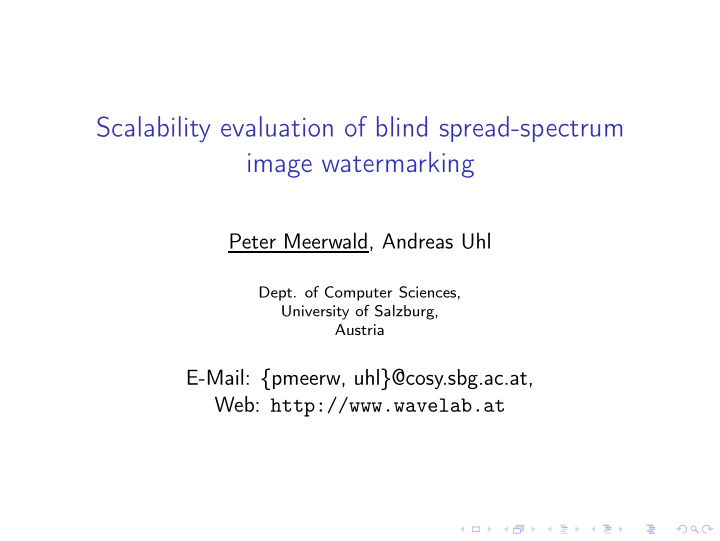 scalability evaluation of blind spread spectrum image