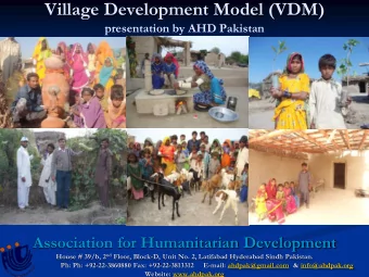 Village Development Model (VDM)  presentation by AHD Pakistan  Association for Humanitarian