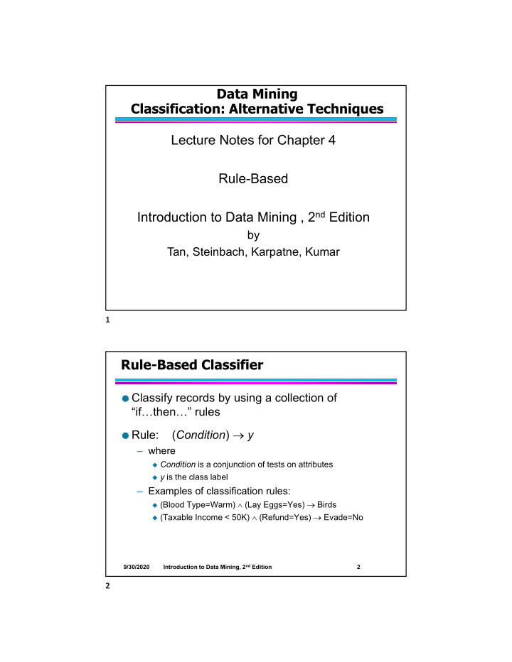 data mining classification alternative techniques lecture