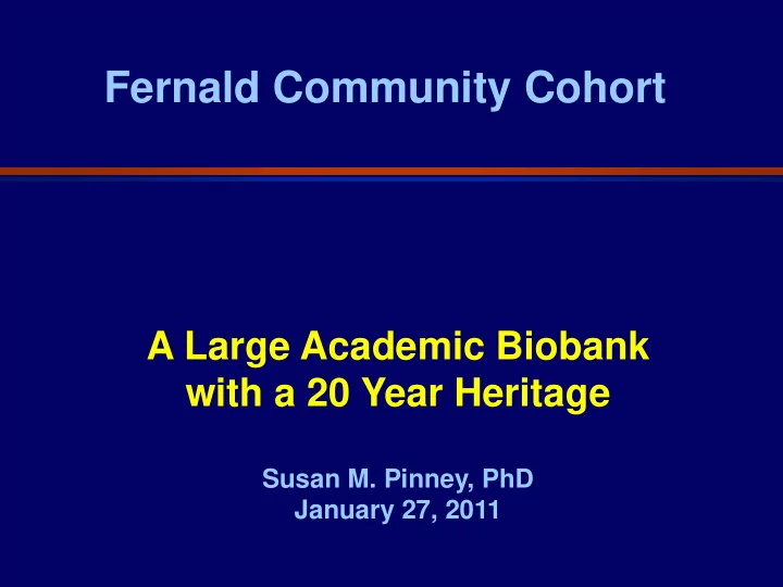 fernald community cohort