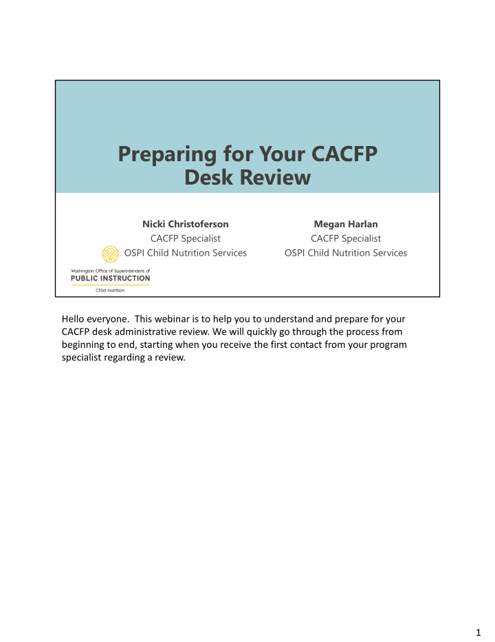 preparing for your cacfp desk review