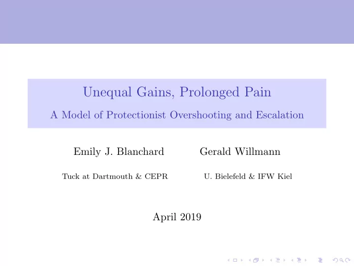 unequal gains prolonged pain