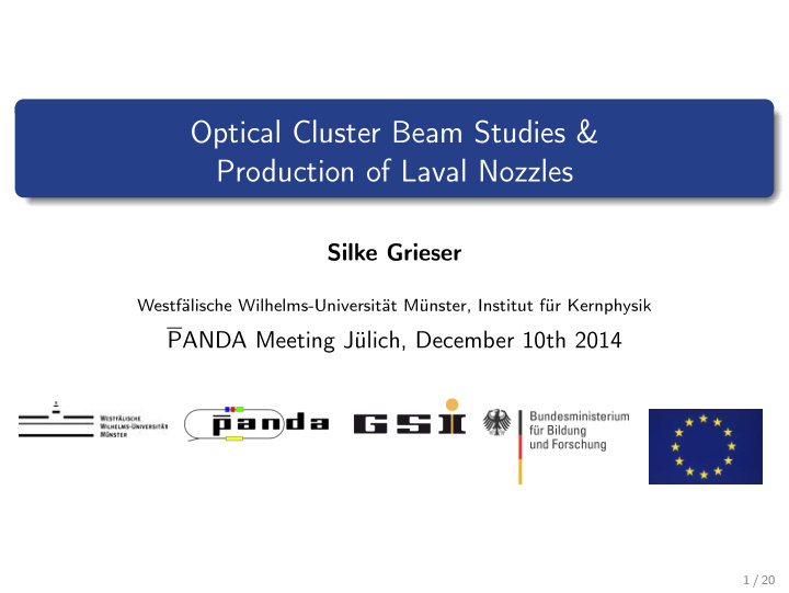 optical cluster beam studies production of laval nozzles
