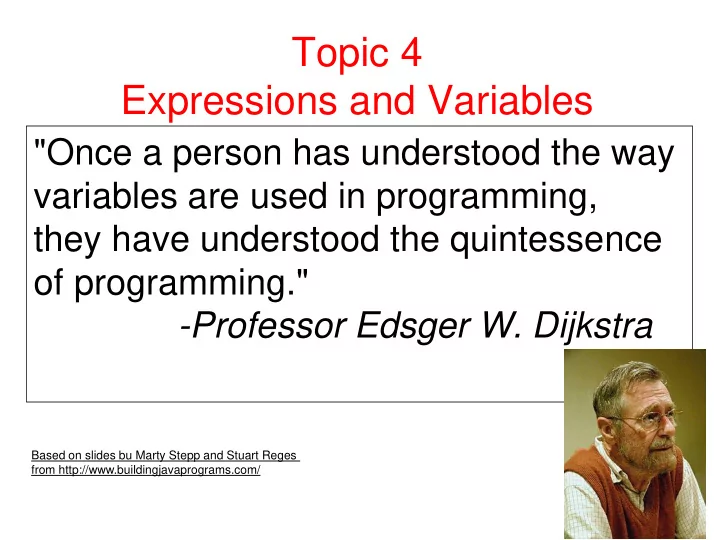 topic 4 expressions and variables