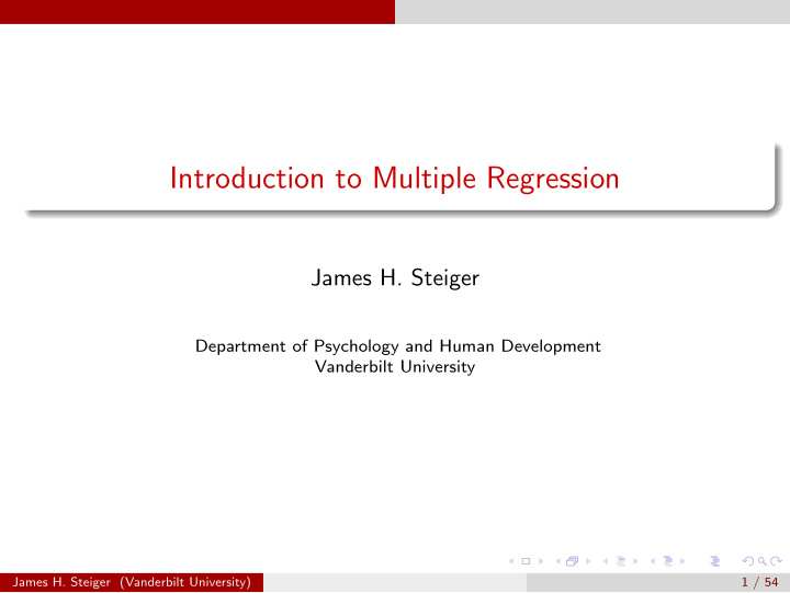 introduction to multiple regression