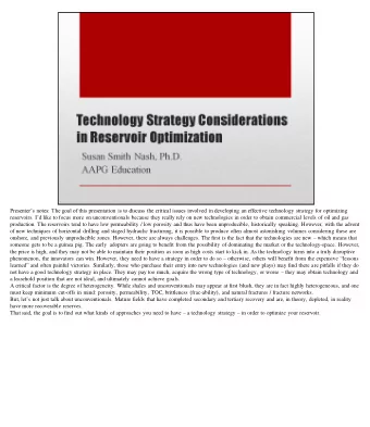 Presenters notes: The goal of this presentation is to discuss the critical issues involved in