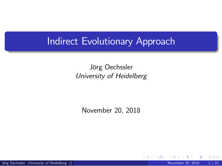 indirect evolutionary approach