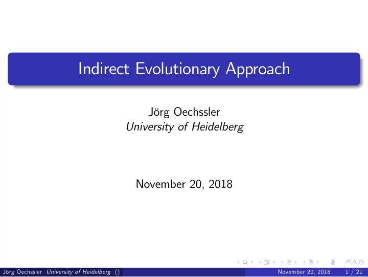 indirect evolutionary approach