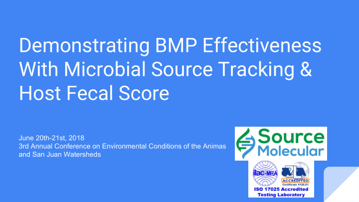 demonstrating bmp effectiveness with microbial source