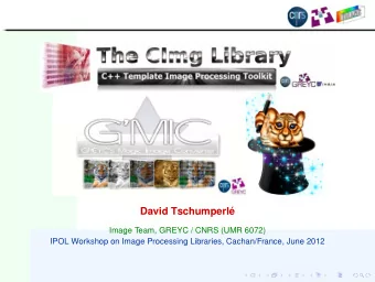 David Tschumperl  Image Team, GREYC / CNRS (UMR 6072)  IPOL Workshop on Image Processing
