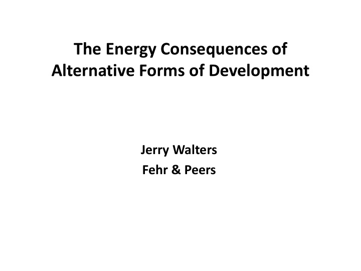 the energy consequences of