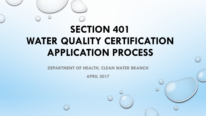section 401 water quality certification application