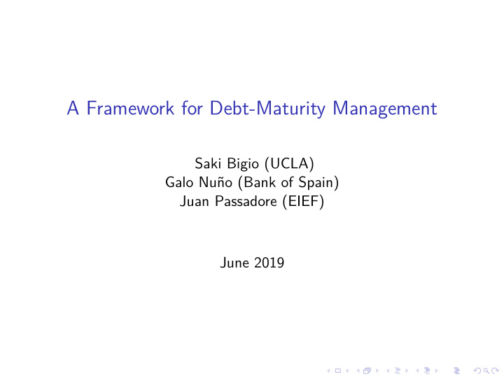 a framework for debt maturity management