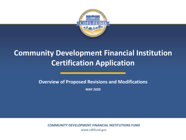 community development financial institution certification